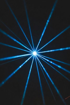 Blue Laser Beams Radiating Outward