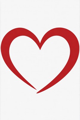 Red heart on white background
