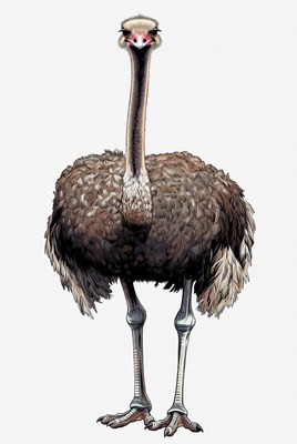 Cartoon ostrich standing isolated
