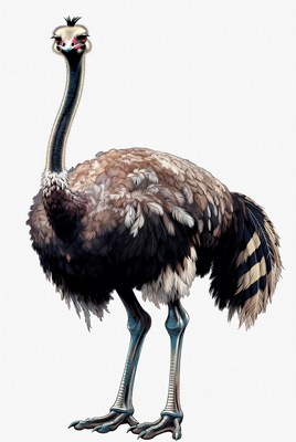 Cartoon ostrich standing tall