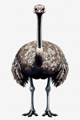 Ostrich standing on white background