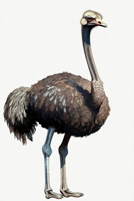 Ostrich standing on white background