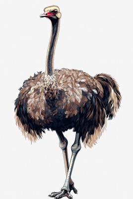 Ostrich standing on white background