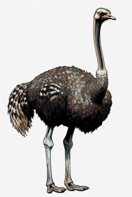 Ostrich standing on white background