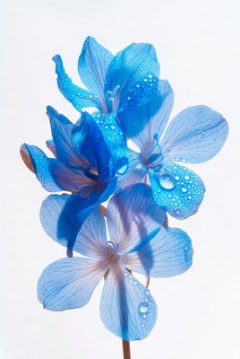 Blue Flowers with Water Droplets