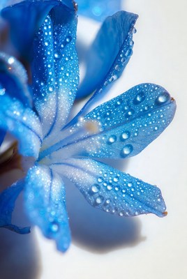 Blue flower with water droplets