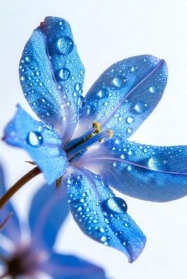 Blue flower with water droplets