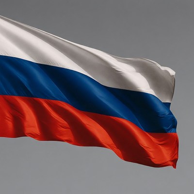Russian flag waving on gray background