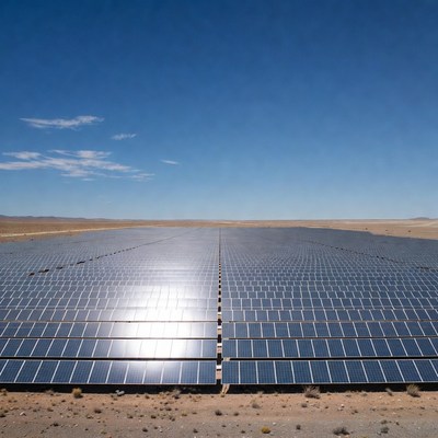 Vast Solar Panel Farm Desert