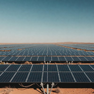 Vast Solar Panel Farm Desert
