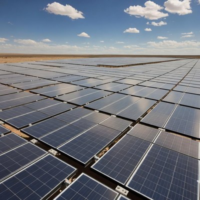 Vast Solar Panel Farm Desert
