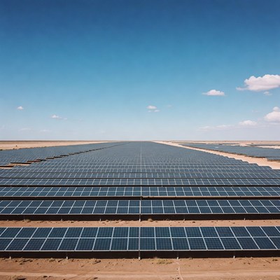 Vast Solar Panel Farm Desert