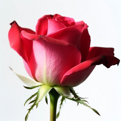 Pink Rose on White Background