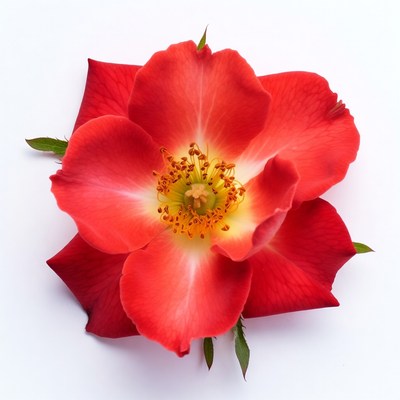 Red Rose Flower on White Background