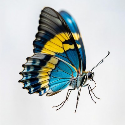 Blue and Yellow Butterfly Wings Spread