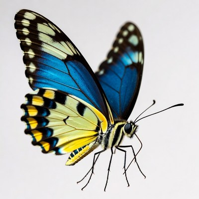 Colorful Blue Morpho Butterfly Wings Spread
