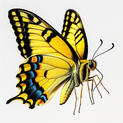 Yellow Butterfly with Black Wings