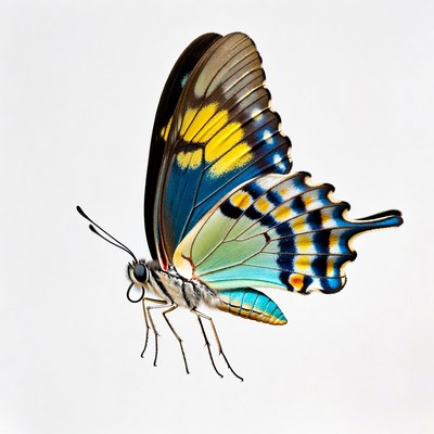 Colorful Swallowtail Butterfly on White