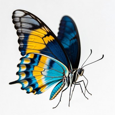 Colorful Blue and Yellow Butterfly Wings
