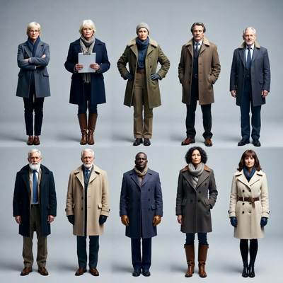 Diverse group of professionals in coats