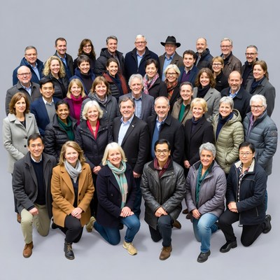 Large diverse corporate team group photo