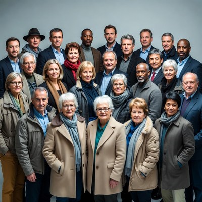 Diverse group of professionals standing together