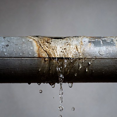 Rusted Pipe Leaking Water