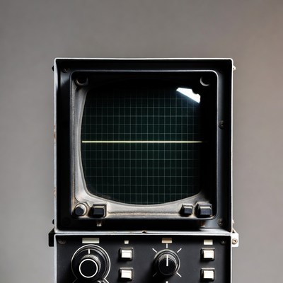 Vintage oscilloscope on gray background