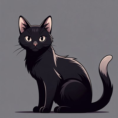 Black cat illustration sitting