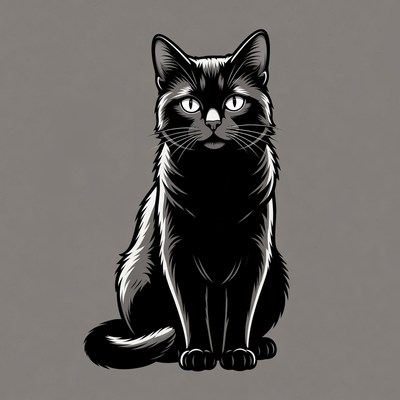 Black cat illustration sitting