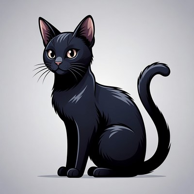 Black cat illustration sitting