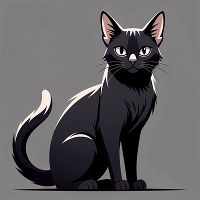 Black cat sitting illustration