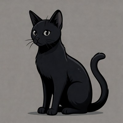Black cat illustration sitting