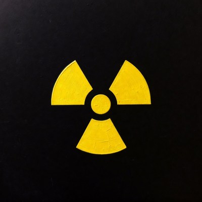 Yellow Radiation Symbol on Black