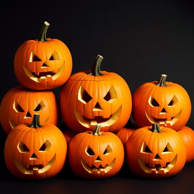 Stack of Jack-o-Lantern Pumpkins