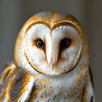 Close-up barn owl portrait