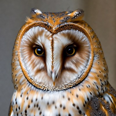 Close-up barn owl portrait