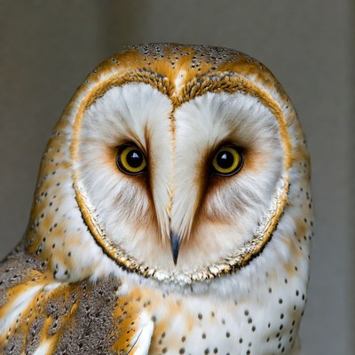Close-up barn owl portrait