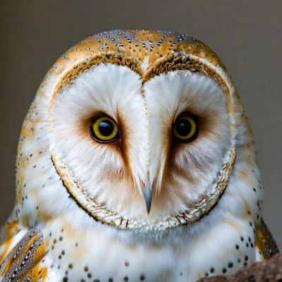 Close-up barn owl portrait