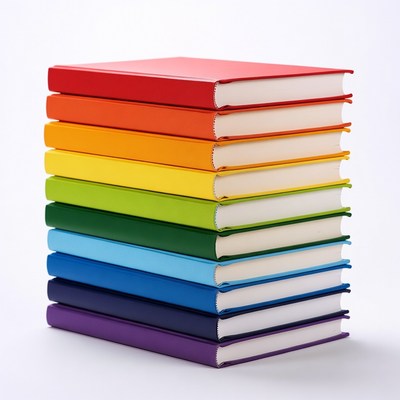 Stack of Rainbow Colored Books