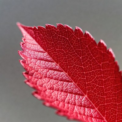 Red serrated leaf closeup