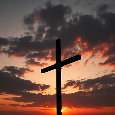 Silhouette Cross at Sunset