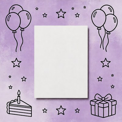 Blank Sign with Birthday Balloons