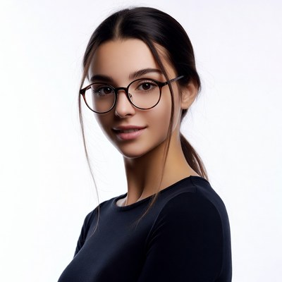 Young woman with glasses profile view