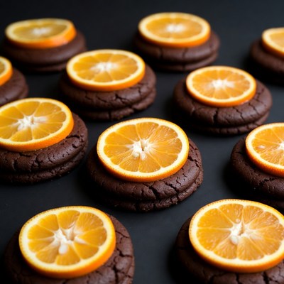 Chocolate Cookies Topped with Orange Slices