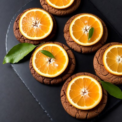 Chocolate Cookies with Orange Slices