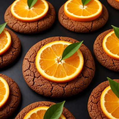 Chocolate Cookies Topped with Orange Slices