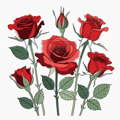 Red Roses Bouquet Illustration