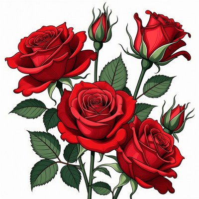 Red Roses Bouquet Illustration
