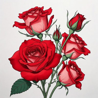 Red Roses Bouquet Illustration